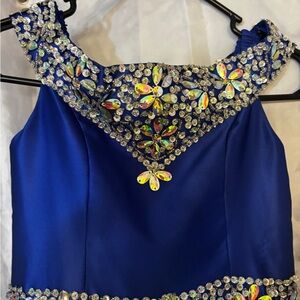 Girls size 10 pageant dress. Elegant Blue Kids Dress with Crystal Embellishments